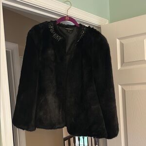 Elegant Alberto Makali Black Faux Fur Jacket - Like New Condition